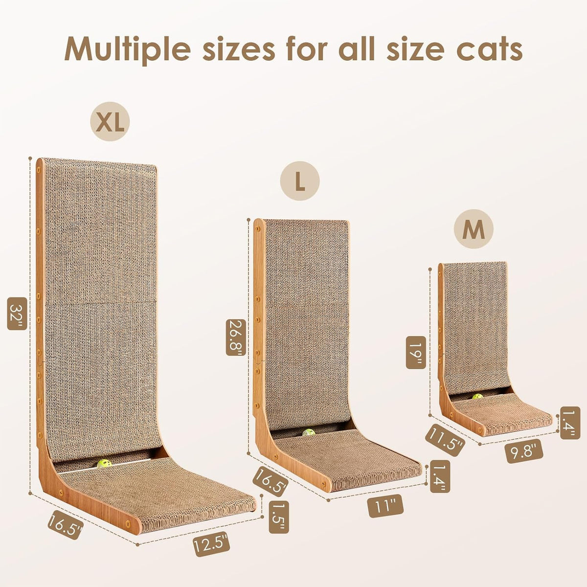 EHEYCIGA Cardboard Cat Scratcher for Indoor Cats, 26.8 Inch, Brown