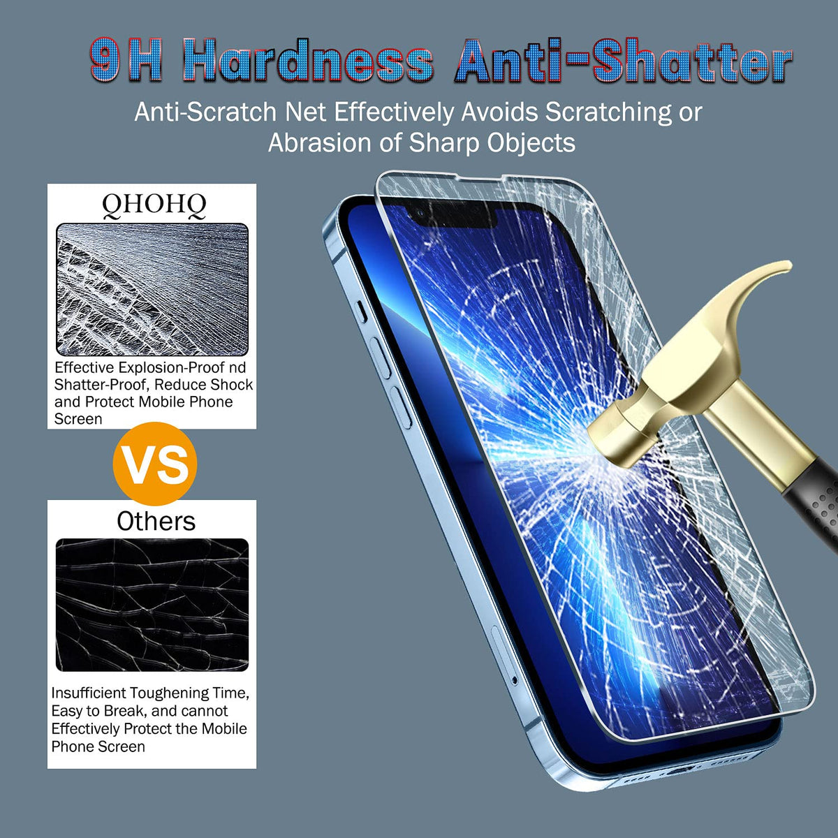 QHOHQ 3 Pack Screen Protector for iPhone 13 Pro 6.1 Inch with 3 Pack Tempered Glass Camera Lens Protector, Ultra HD, 9H Hardness, Scratch Resistant - Case Friendly [Not fit iPhone 13 Pro Max 6.7"]