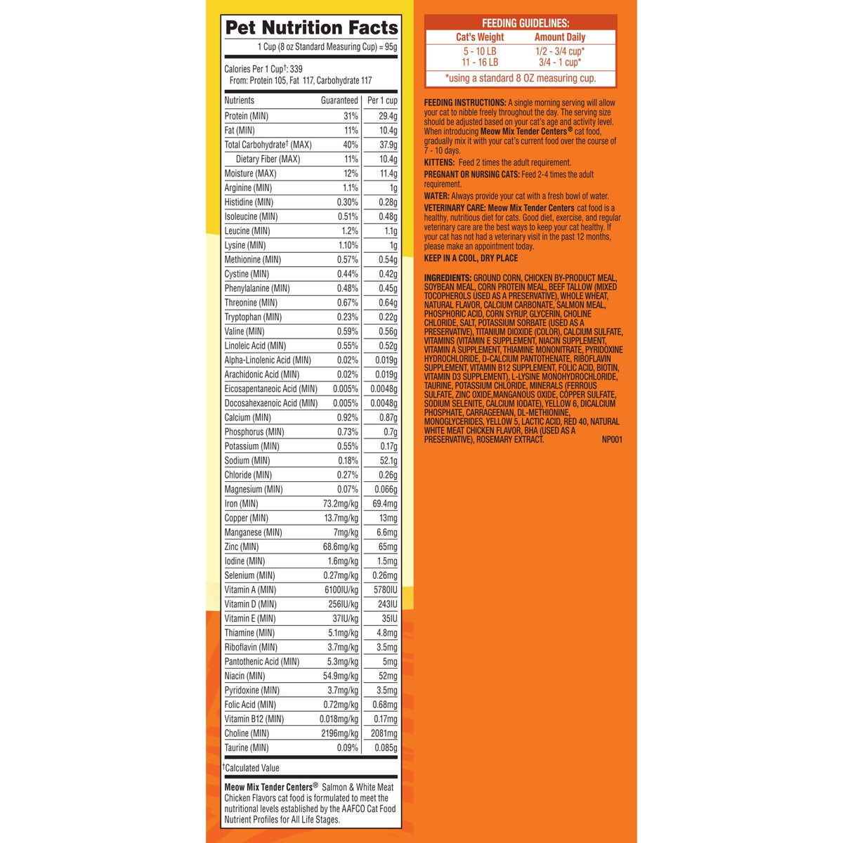 Meow Mix Tender Centers, Dry Cat Food, Salmon & Turkey Flavors, 4 Bags