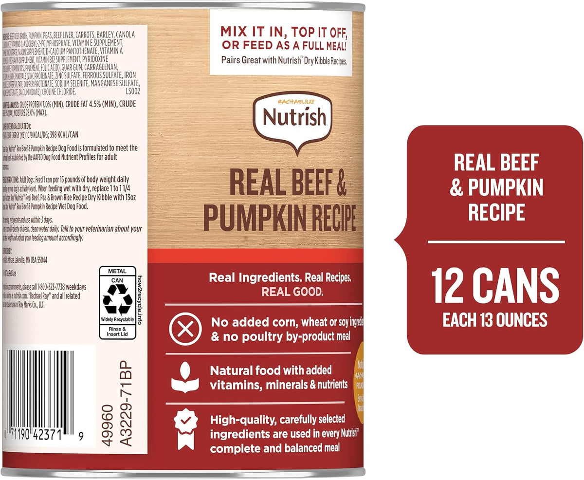 Nutrish Beef Paté Wet Dog Food, 13 oz. Can, 12 Pack (Rachael Ray)