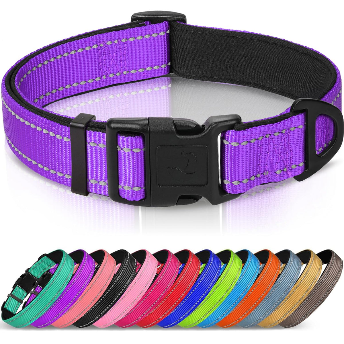 Joytale Reflective Dog Collar, Adjustable Neoprene Padded, Teal M