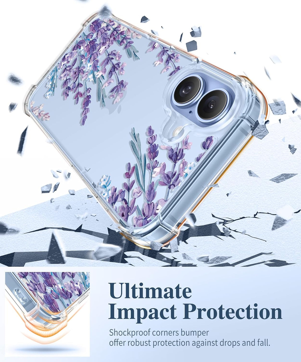 GVIEWIN for iPhone 17 Case Floral Clear Slim Women