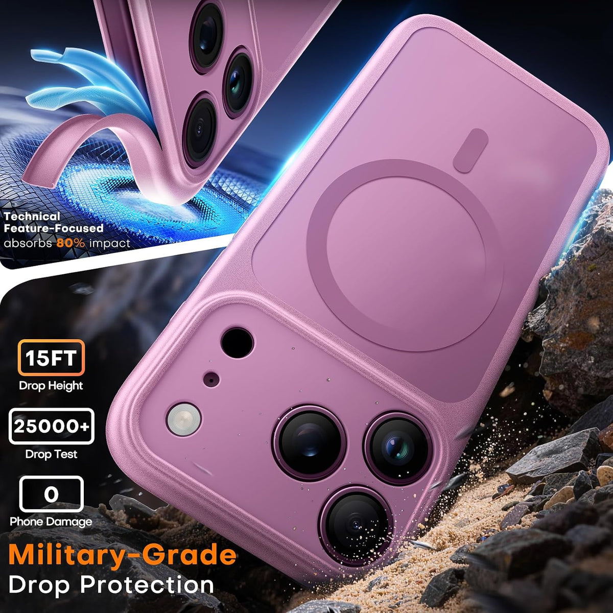 TAURI for iPhone 16 Pro Max Case, Compatible with MagSafe, Purple