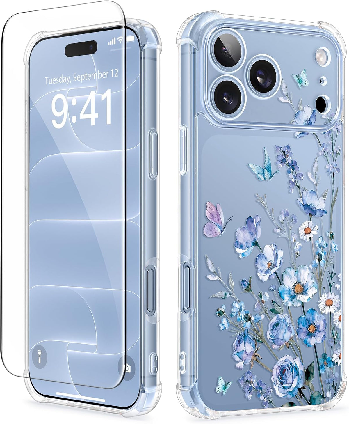 GVIEWIN for iPhone 17 Case Floral Clear Slim Women