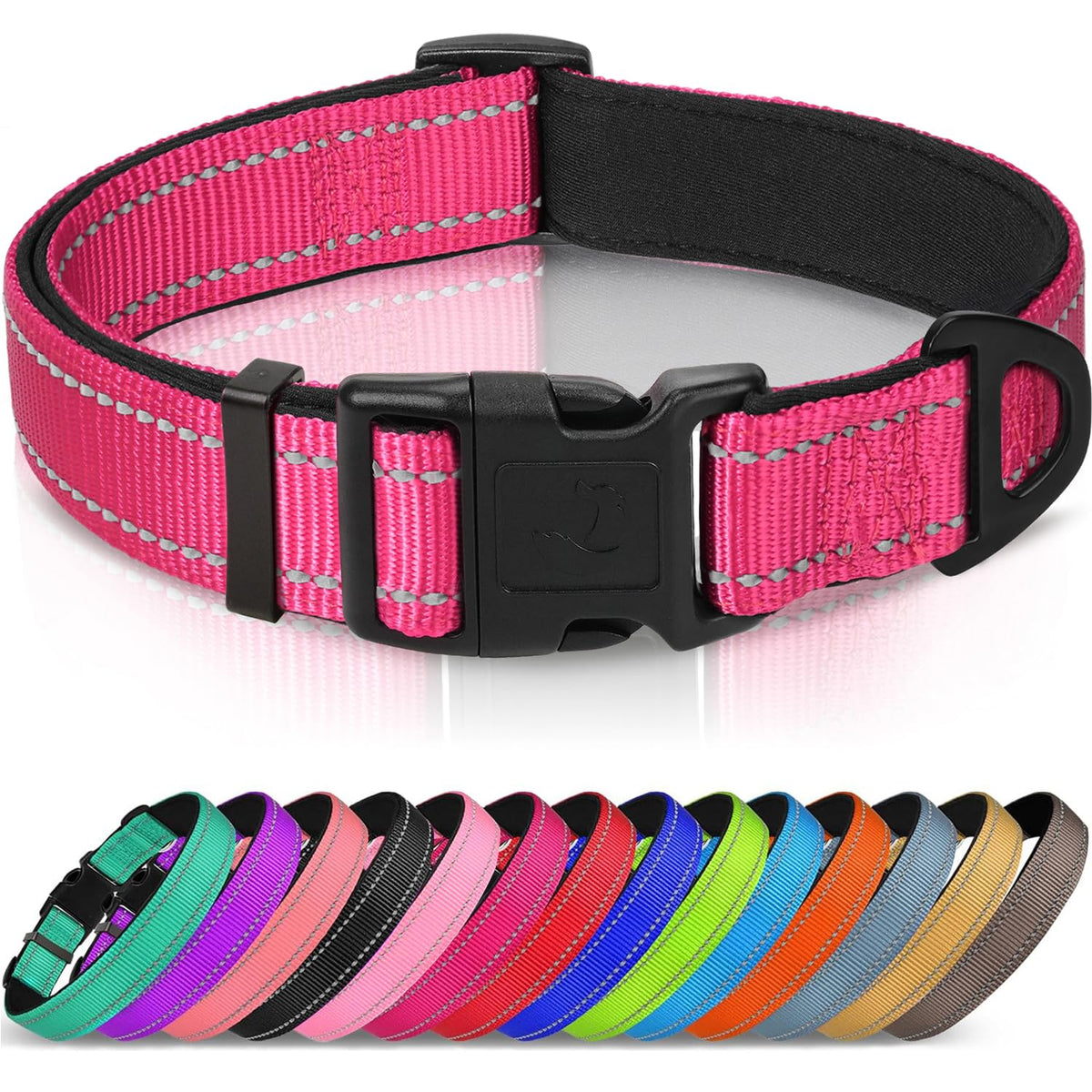 Joytale Reflective Dog Collar, Adjustable Neoprene Padded, Teal M