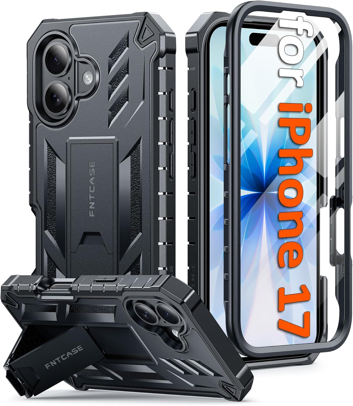 FNTCASE for iPhone 16 Case with Belt Clip and Built-in Screen Protector