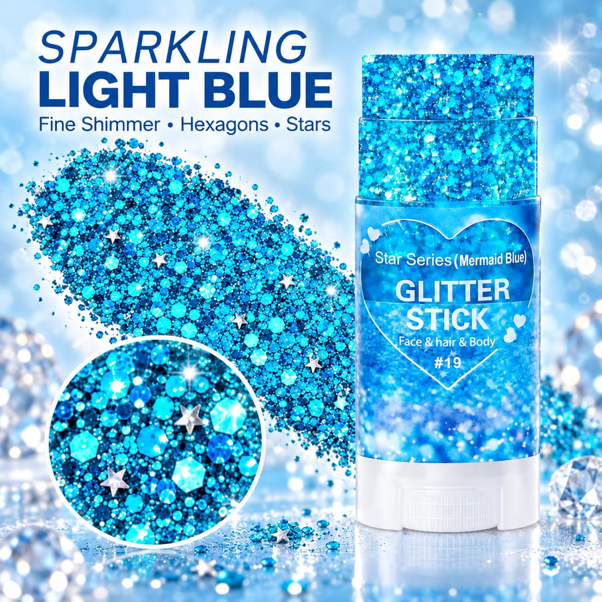 Mysense Red Face Hair Body Glitter Stick,Halloween Cosplay Sparkling Sequins Chunky Glitter Makeup,Festival Rave Concert Outfit Accessories for Women Girls Kids