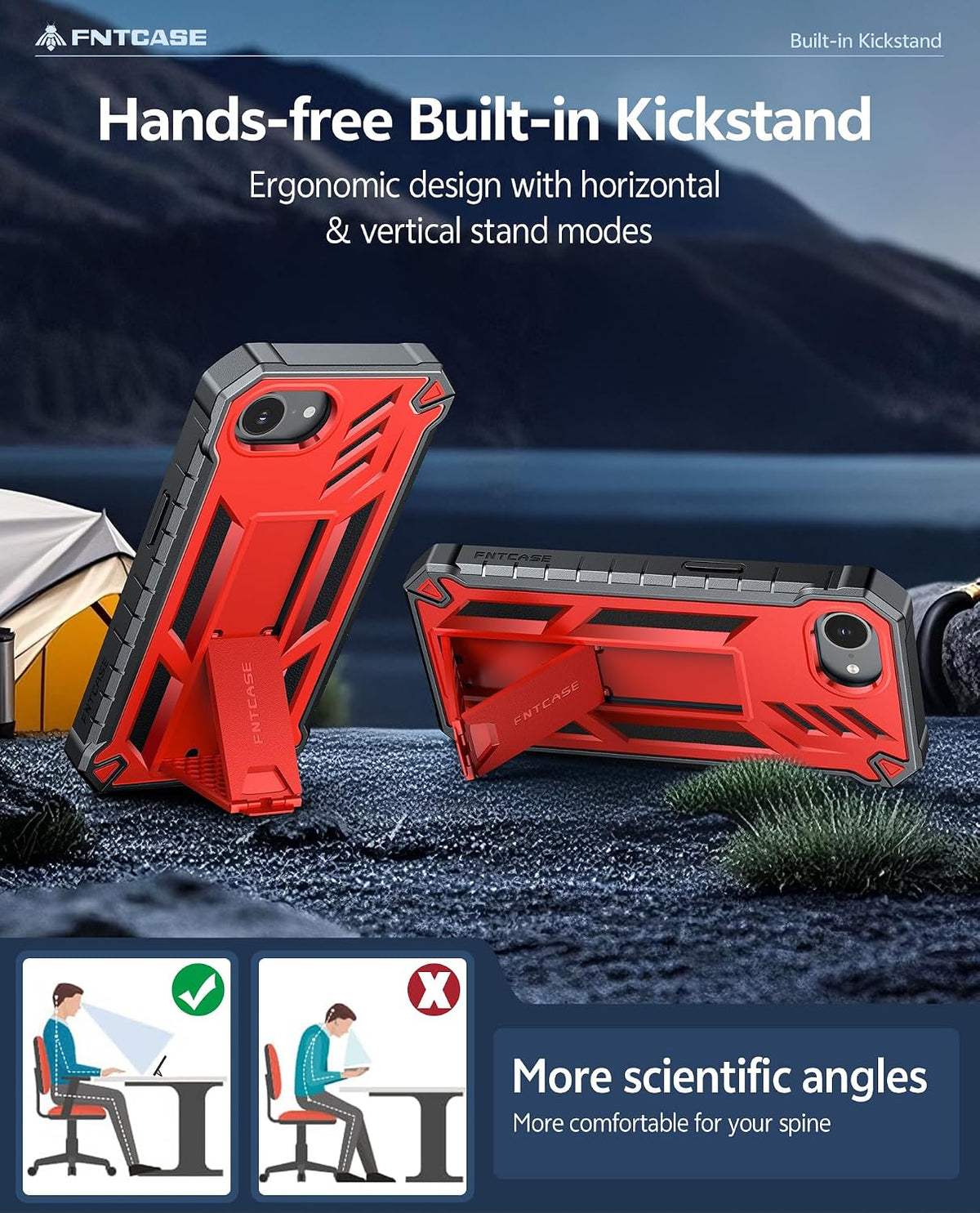 FNTCASE for iPhone 16 Case with Belt Clip and Built-in Screen Protector