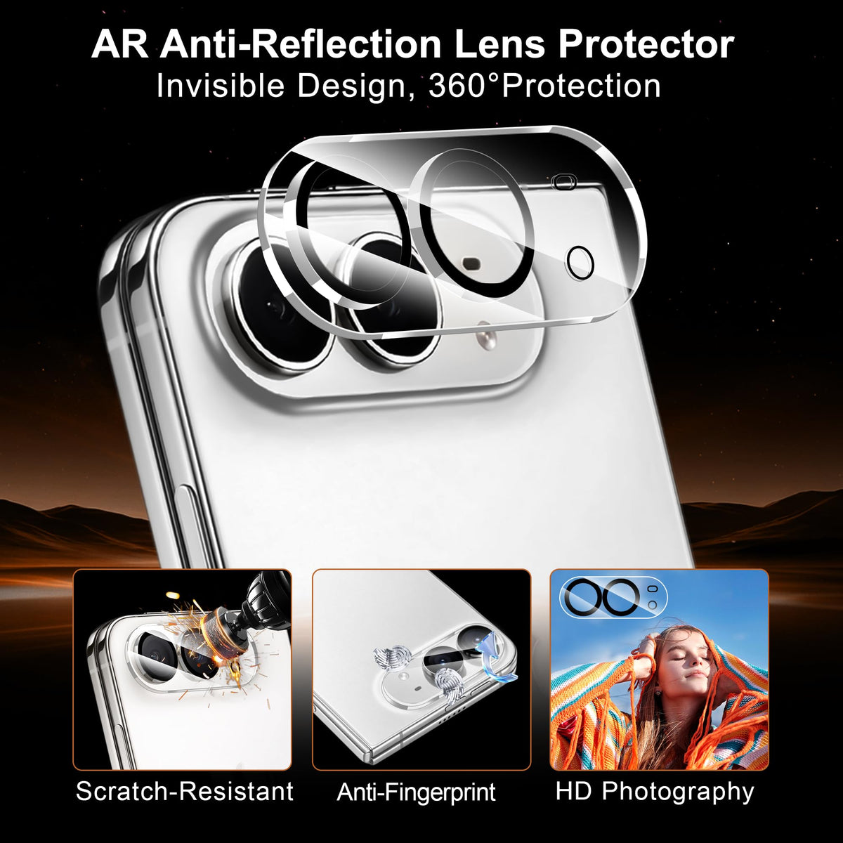 QHOHQ 3 Pack Screen Protector for iPhone 13 Pro 6.1 Inch with 3 Pack Tempered Glass Camera Lens Protector, Ultra HD, 9H Hardness, Scratch Resistant - Case Friendly [Not fit iPhone 13 Pro Max 6.7"]