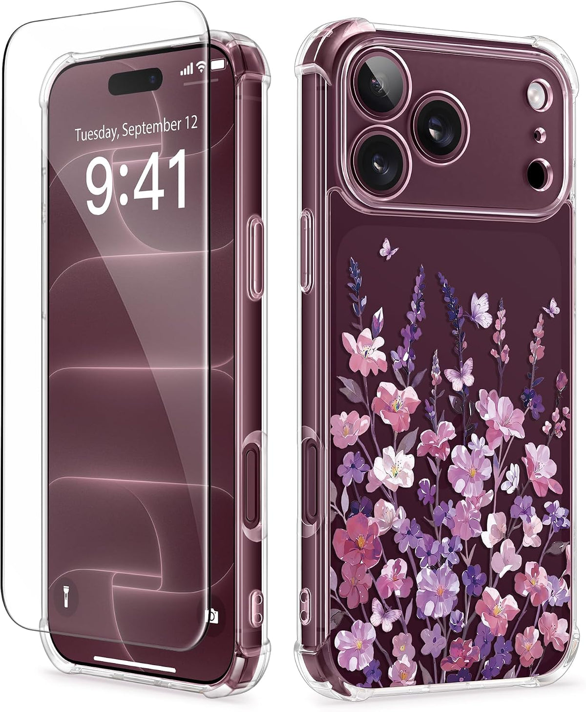 GVIEWIN for iPhone 17 Case Floral Clear Slim Women