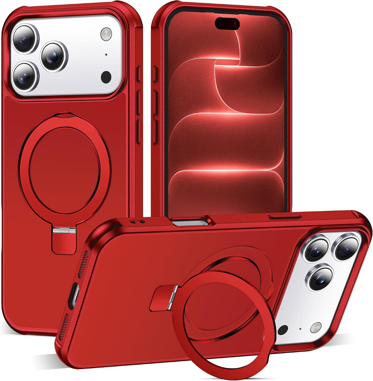 SKYLMW Compatible with iPhone 16 Pro Max Case with Stand,Rose