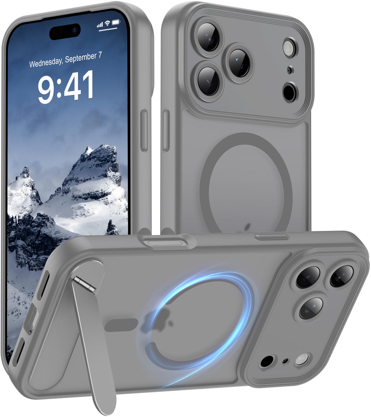 Magnetic Compatible with iPhone 16 Case, [Built-in Kickstand][Full Camera Protection][Compatible with MagSafe][Anti-Fingerprint] Shockproof Phone Case for iPhone 16 6.1",Brown