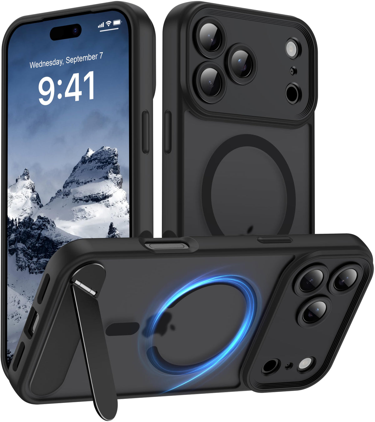 Magnetic Compatible with iPhone 16 Case, [Built-in Kickstand][Full Camera Protection][Compatible with MagSafe][Anti-Fingerprint] Shockproof Phone Case for iPhone 16 6.1",Brown