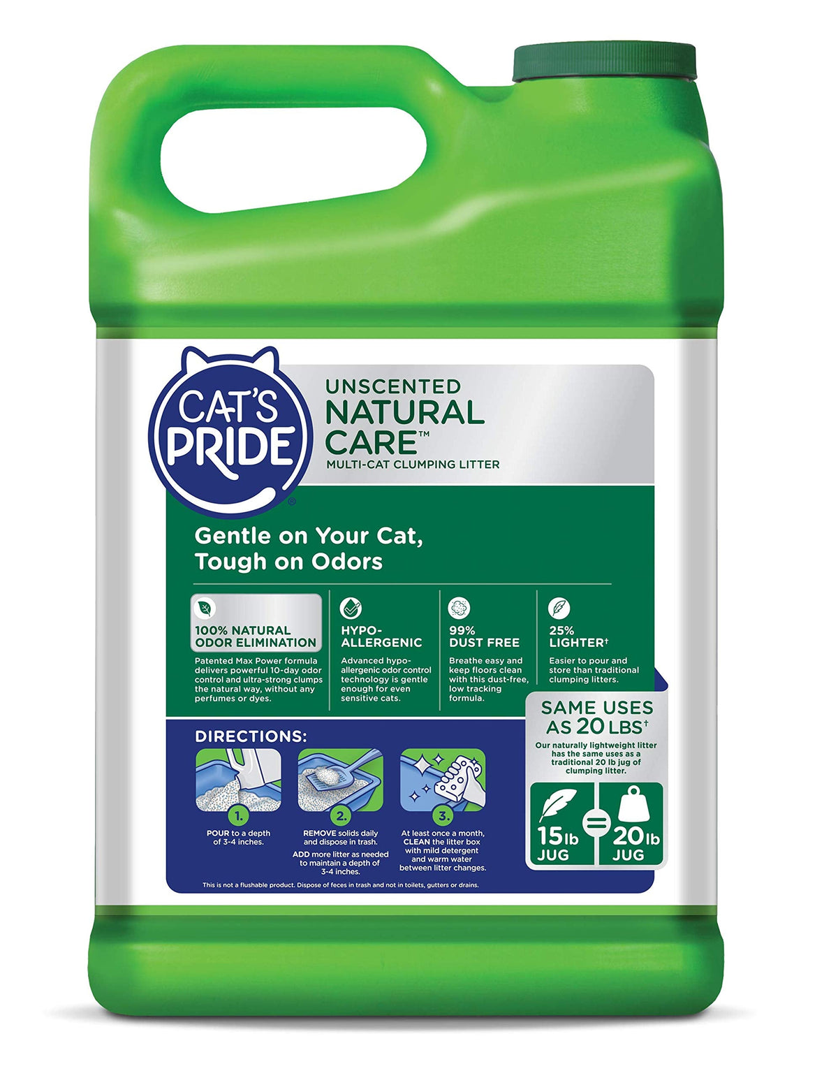 Cat's Pride Total Odor Control, Max Power, Clumping Litter Unscented 15lb