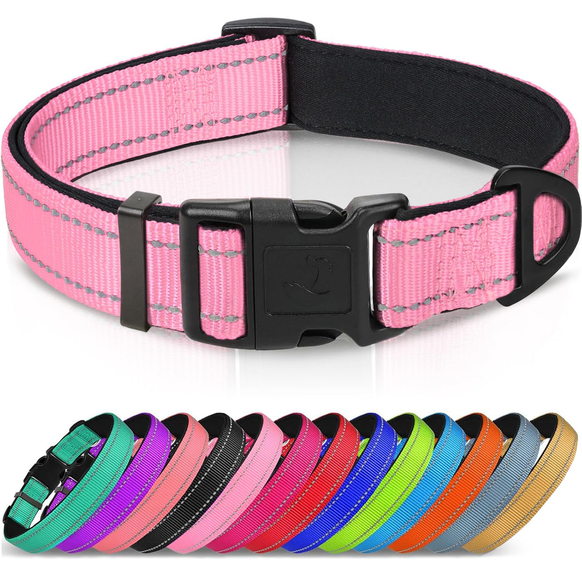 Joytale Reflective Dog Collar, Adjustable Neoprene Padded, Teal M