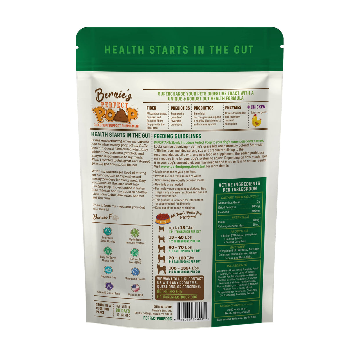 Perfect Poop Digestion & General Health Supplement for Dogs: Fiber, Prebiotics, Probiotics & Enzymes Relieve Digestive Conditions, Optimize Stool, and Improve Health (Cheddar Cheese, 12.8 oz)