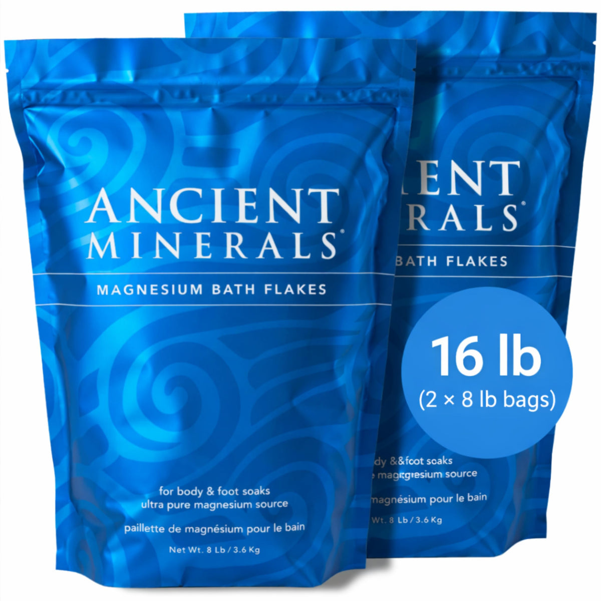 Ancient Minerals Magnesium Bath Flakes - Bathing Alternative to Epsom Salt - Soak in Natural Salts - High-Absorption Efficiency for Relaxation, Wellness & Muscle Relief (4 .4 lb)