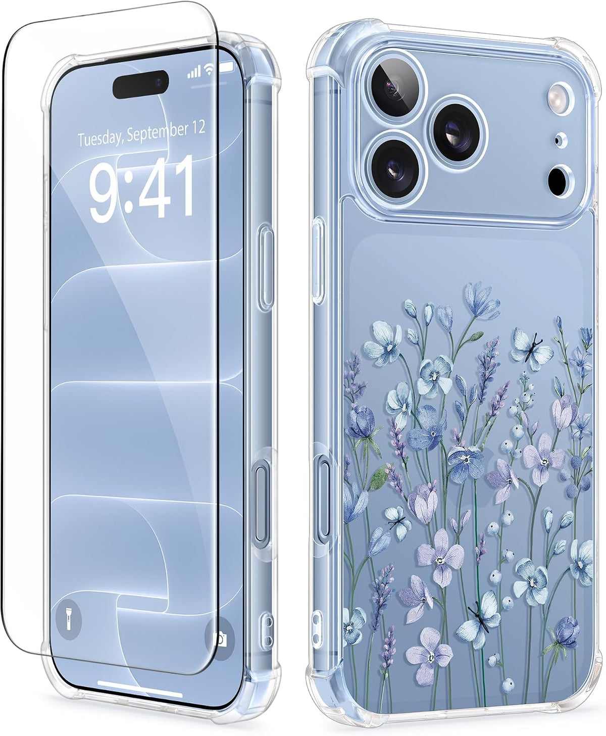 GVIEWIN for iPhone 17 Case Floral Clear Slim Women