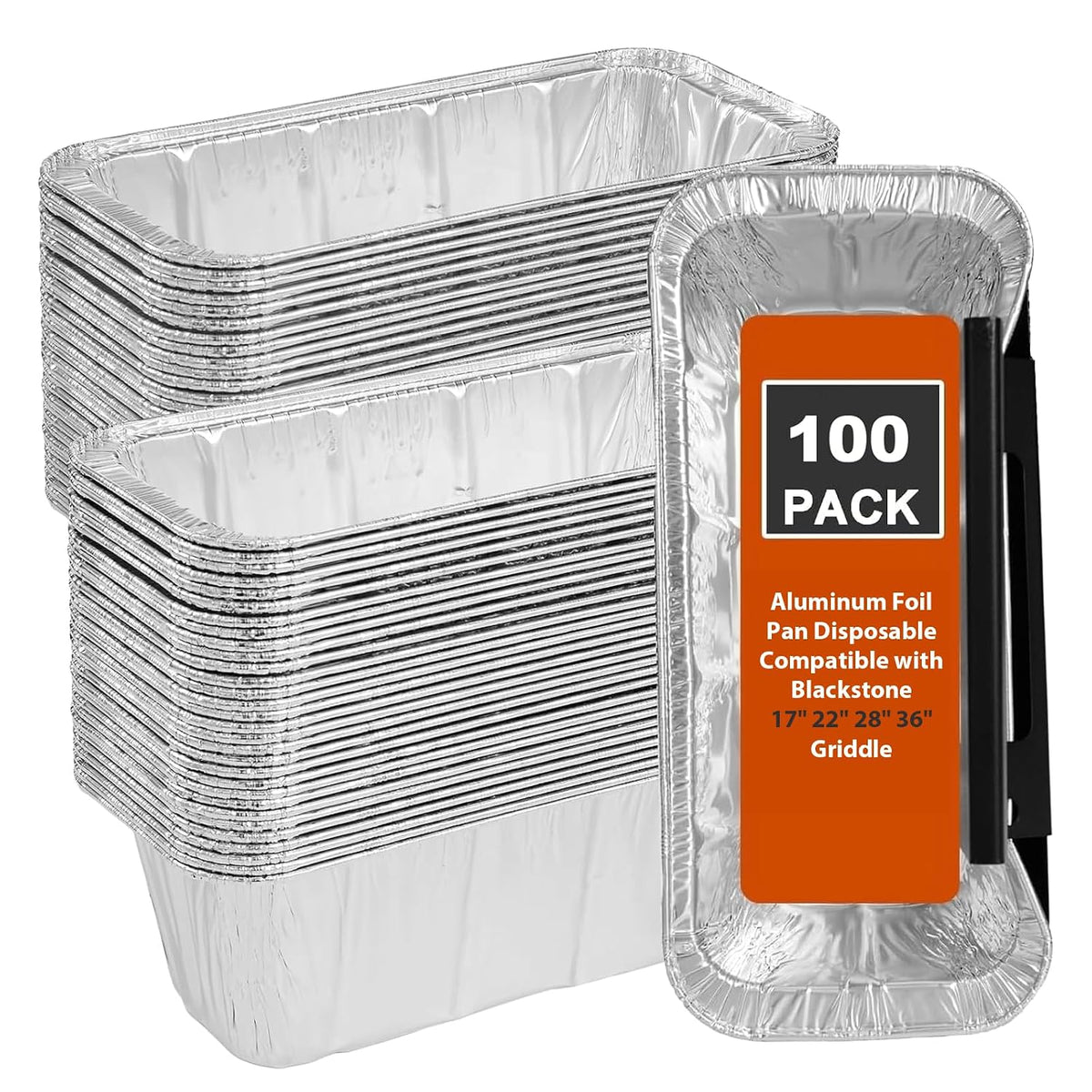 100 Pack Grease Cup Liners Compatible with Blackstone Griddle 5017 - Griddle Accessories, Disposable Grill Grease Tray, Aluminum Foil Drip Pan Grease Catcher Cup Liner for 17, 22, 28, 36 Inch