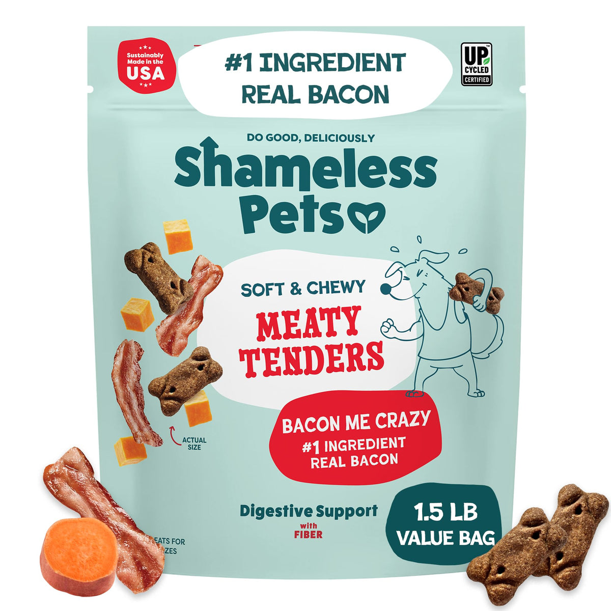 Shameless Pets Bacon Me Crazy Meaty Tenders, Soft Dog Treats, 8oz
