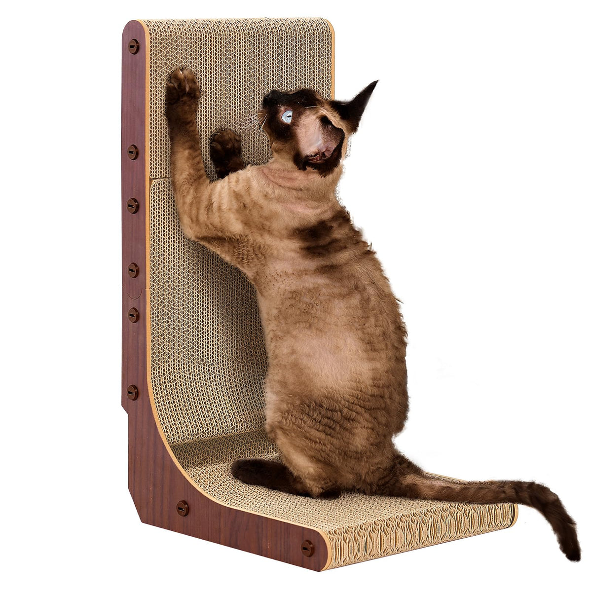 EHEYCIGA Cardboard Cat Scratcher for Indoor Cats, 26.8 Inch, Brown