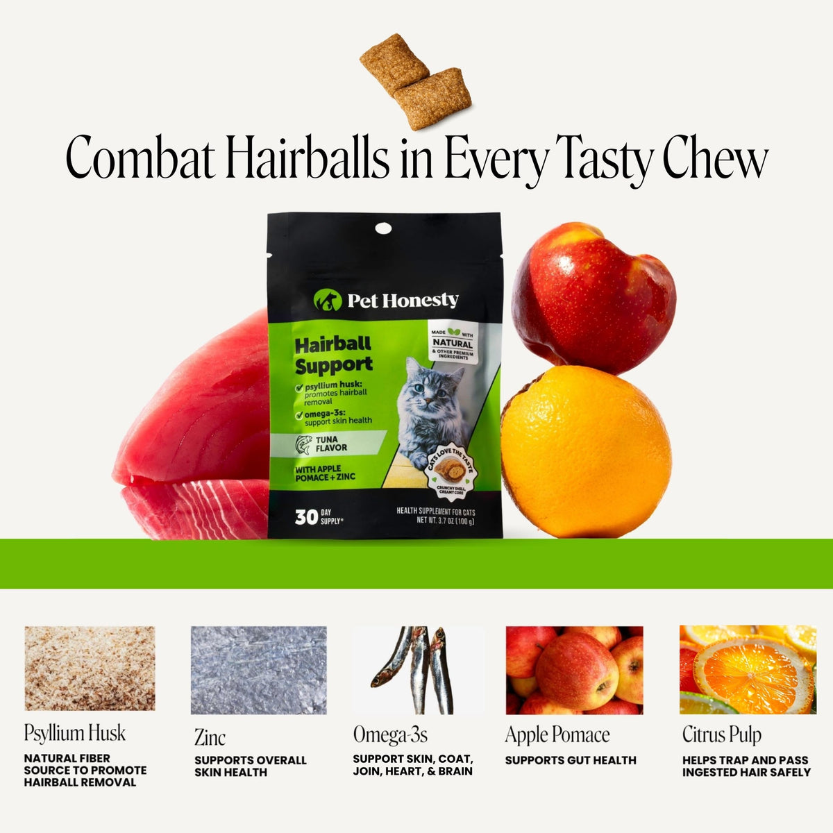 Pet Honesty Vet Backed Hairball Remedy Lickable Puree, Salmon, 20 Ct