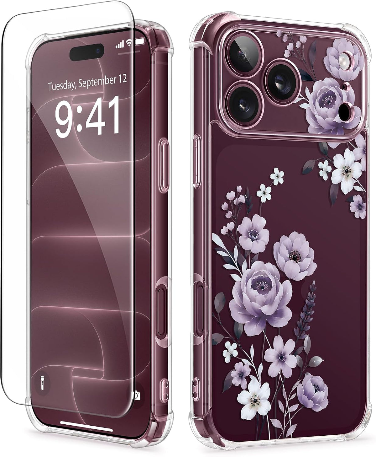 GVIEWIN for iPhone 17 Case Floral Clear Slim Women