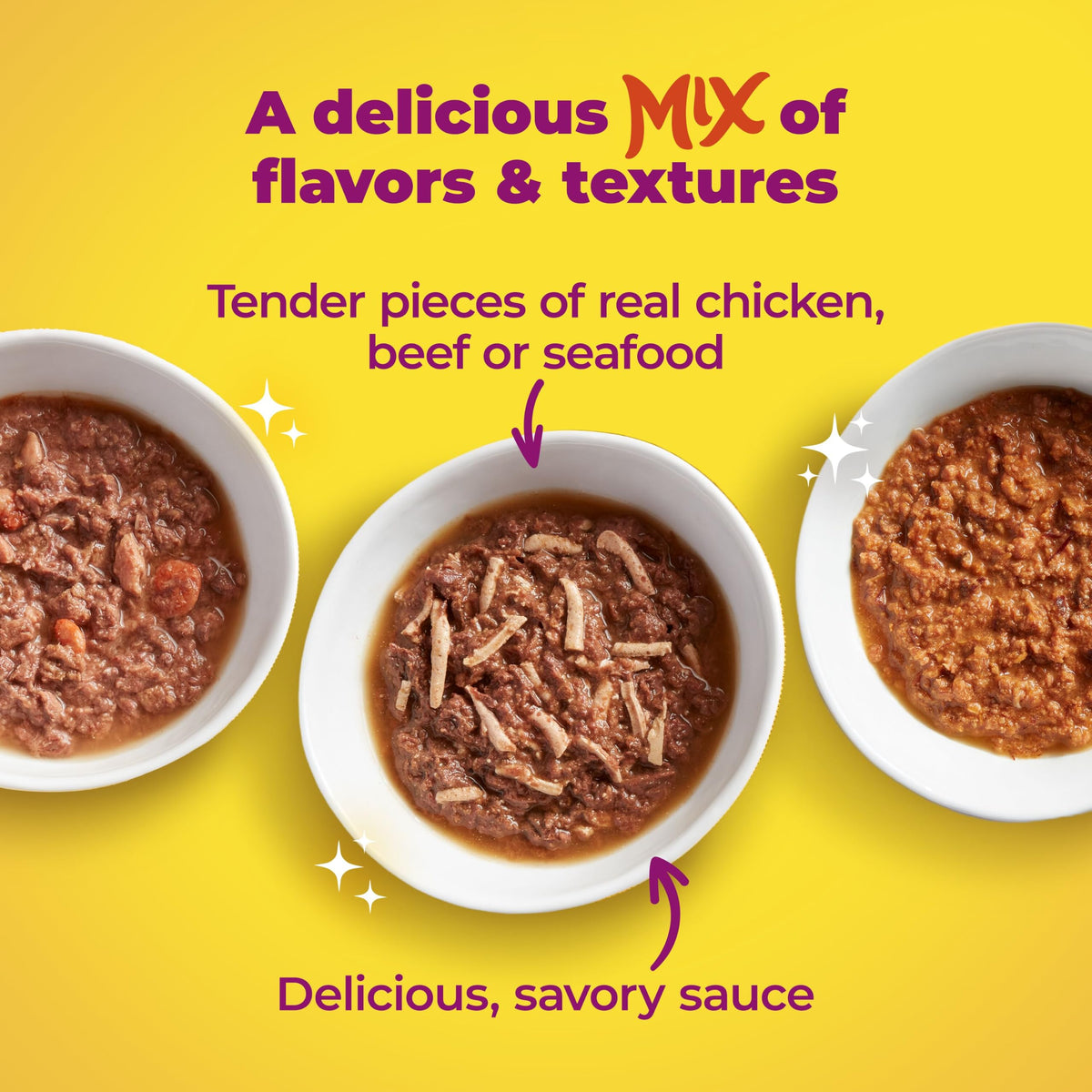 Meow Mix Poultry & Beef Favorites, Wet Food Variety Pack, 24 Cups