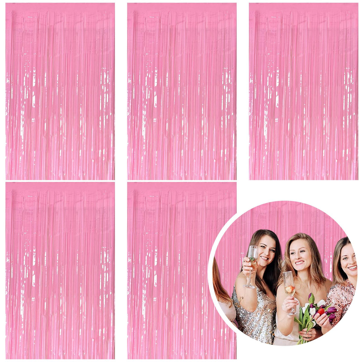 10 Pack Foil Curtain Backdrop Gold Metallic Tinsel Foil Fringe Curtains Photo Booth Props for Birthday Wedding Engagement Baby Shower Bachelorette Christmas Holiday Celebration Party Decorations
