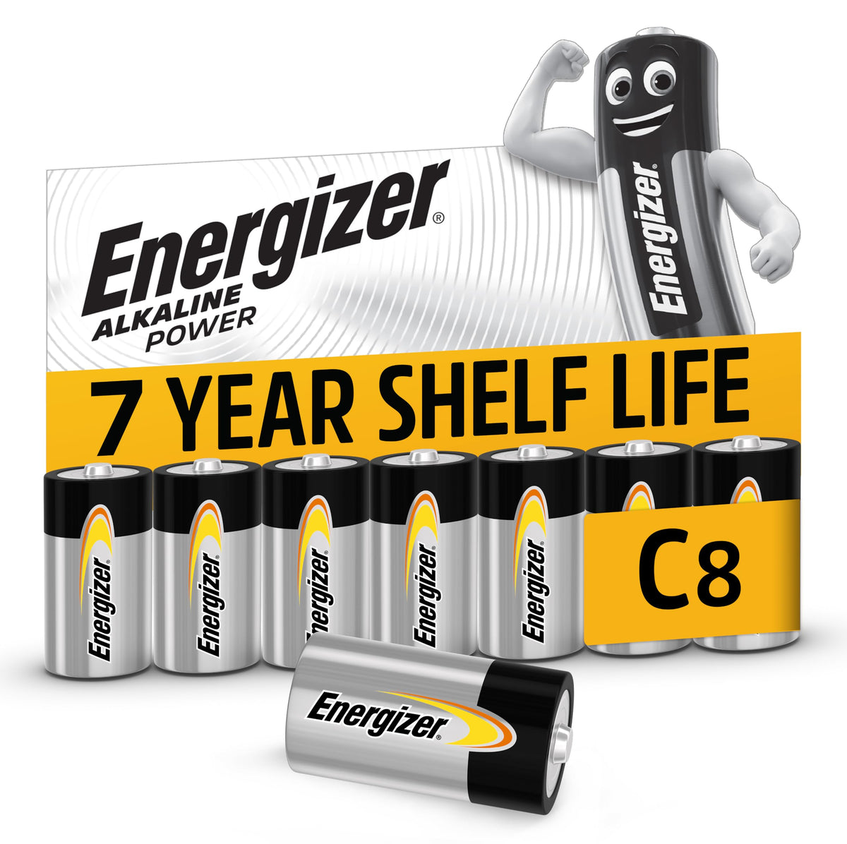 Energizer Alkaline Power - 9V Battery (8 Pack) - Nine Volt Block Batteries