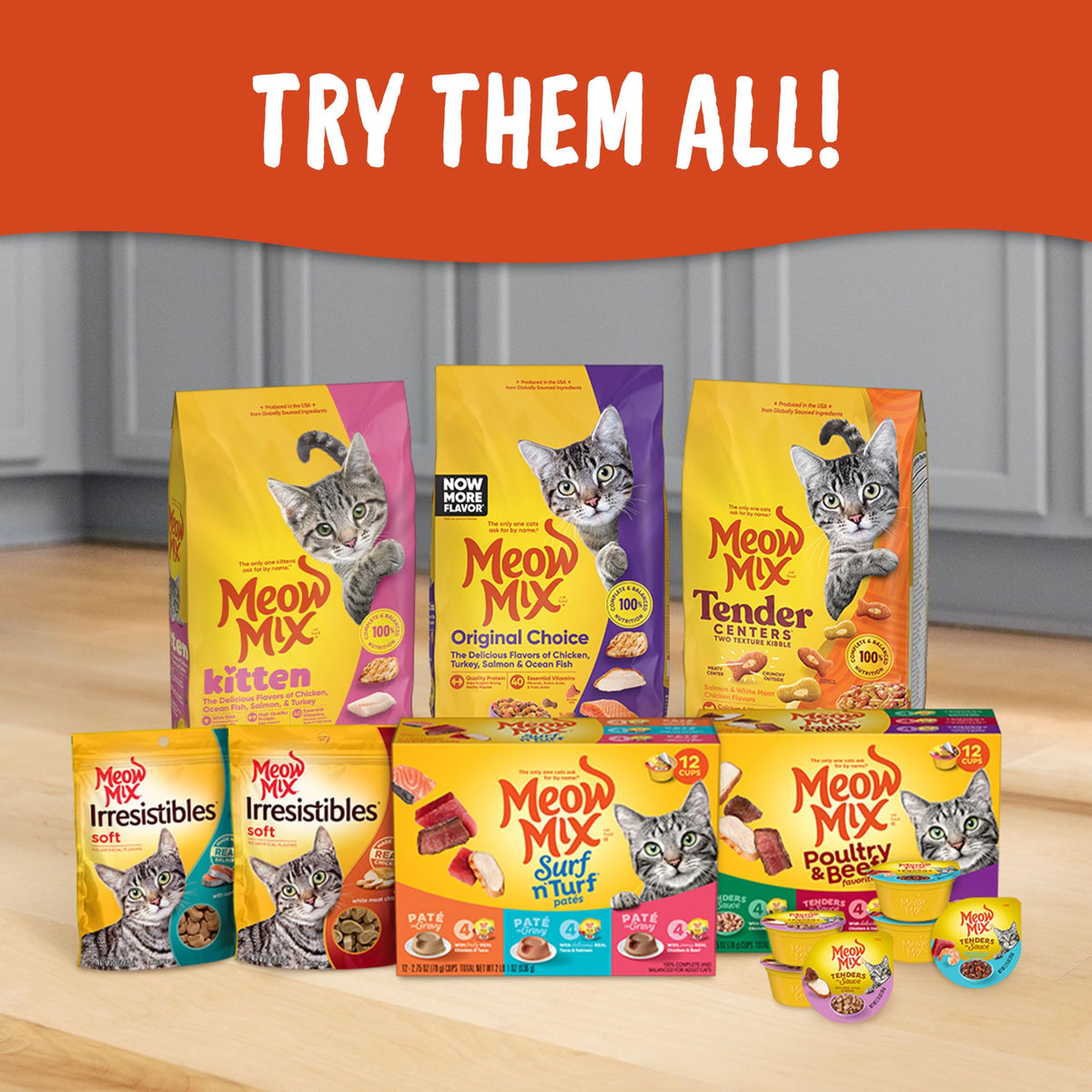 Meow Mix Tender Centers, Dry Cat Food, Salmon & Turkey Flavors, 4 Bags