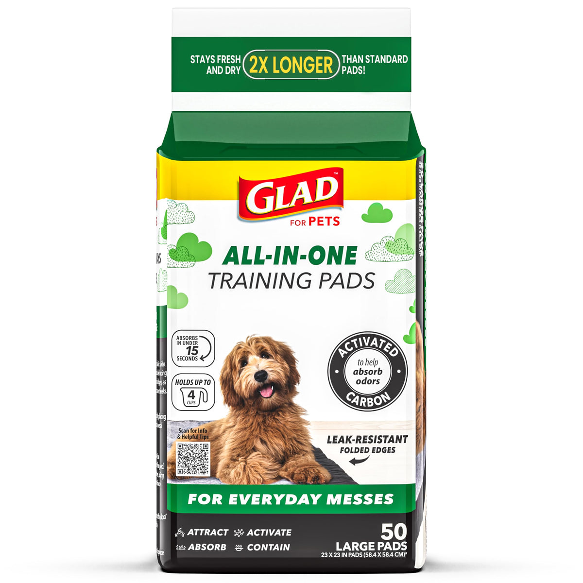 Glad for Pets, Activated Carbon, Large Puppy Pads, Dog Pee Pads, 150 Count