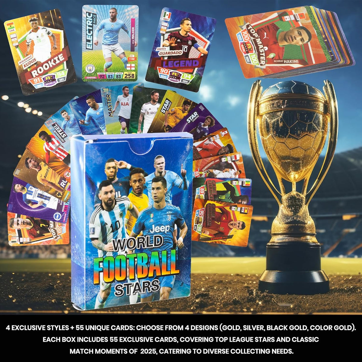 2026 Soccer Trading Cards | 55 Unique Collectible Cards per Box | Premium Paper, for Soccer Fans of All Ages, Ideal for Collecting & Trading (Non-Original) (Multicolors)
