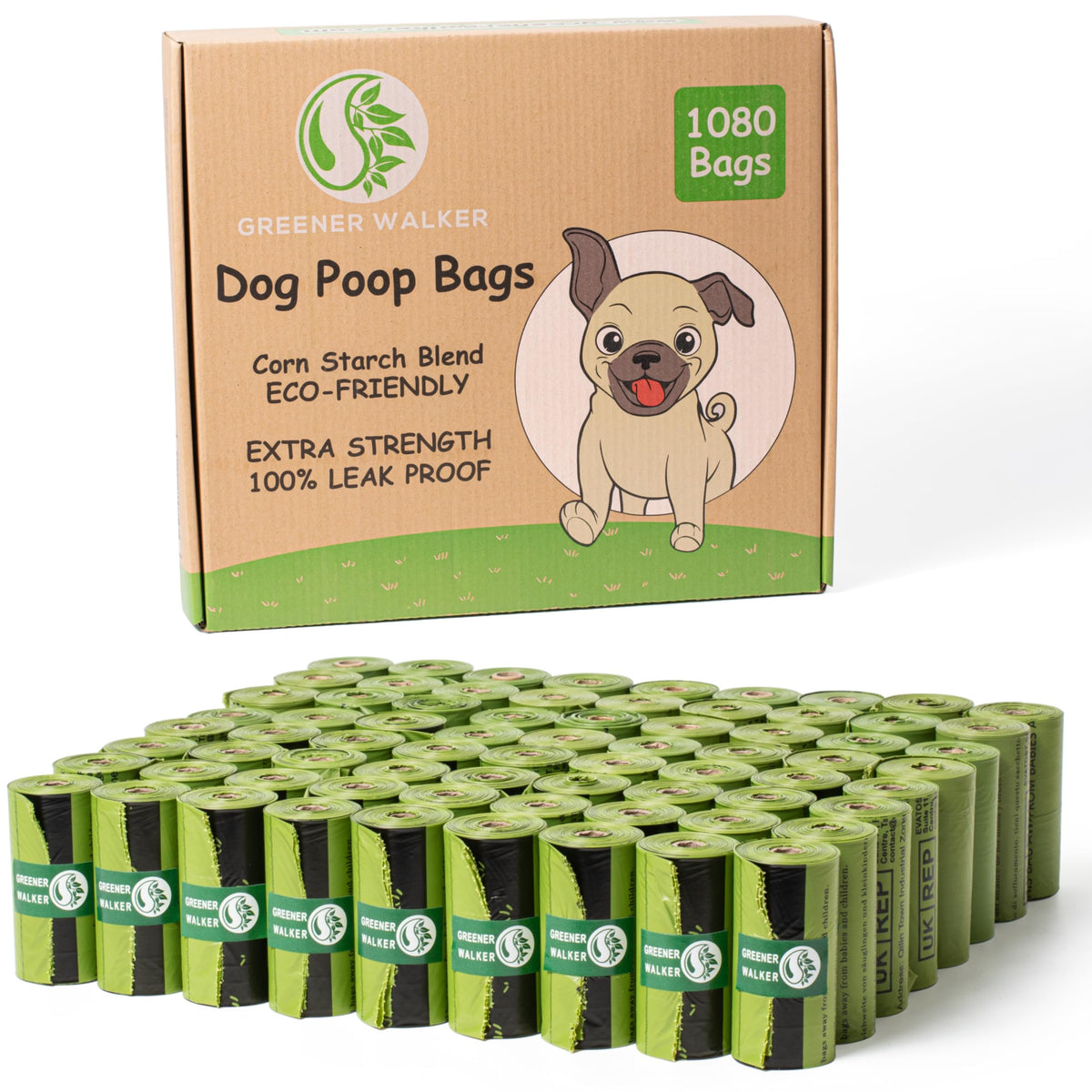 GREENER WALKER Poop Bags for Dog Waste-540 Bags,Extra Thick Strong 100% Leak Proof Dog waste Bags (Deep Green)