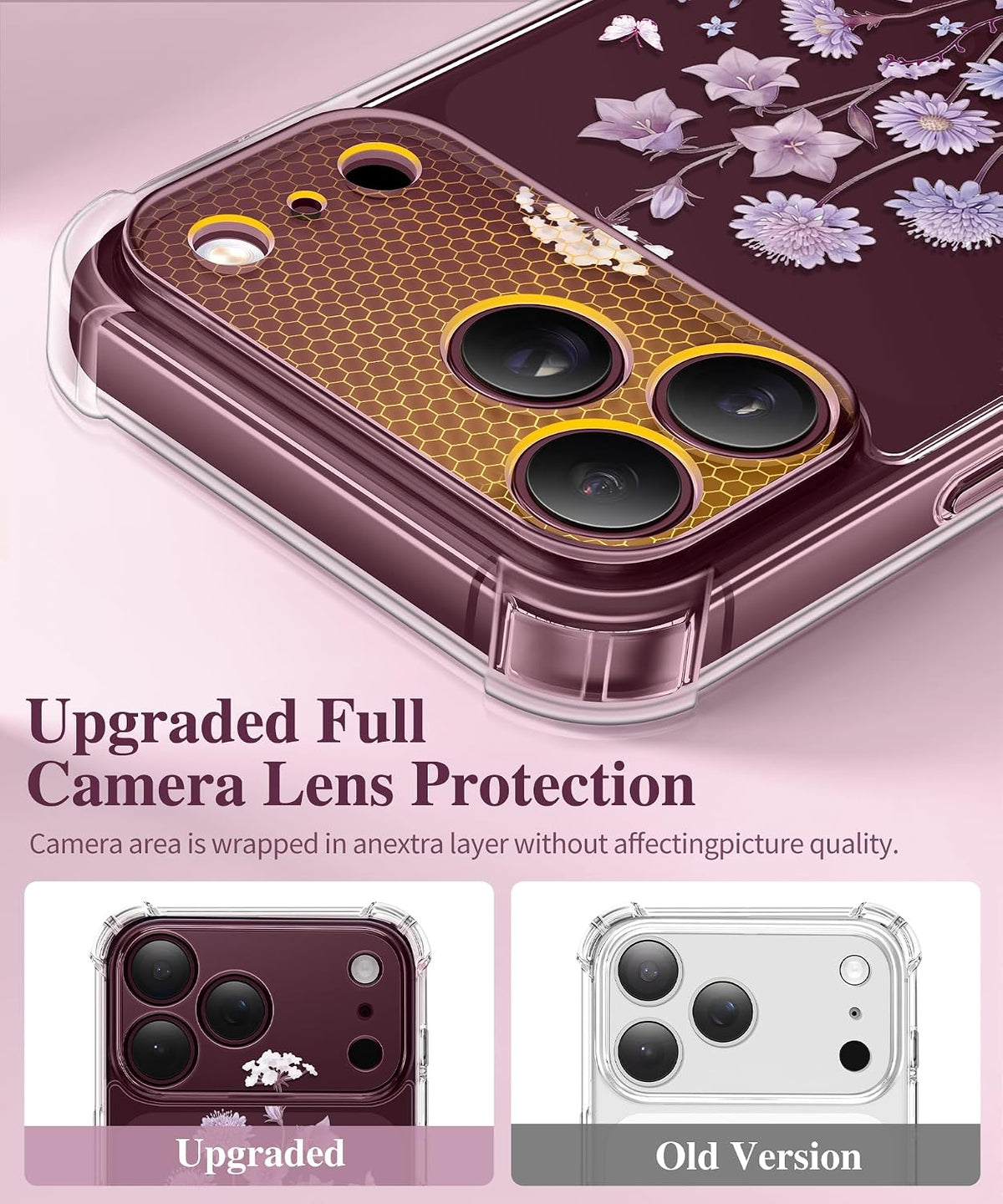 GVIEWIN for iPhone 17 Case Floral Clear Slim Women