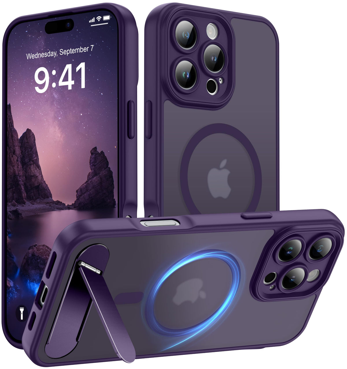 Magnetic Compatible with iPhone 16 Case, [Built-in Kickstand][Full Camera Protection][Compatible with MagSafe][Anti-Fingerprint] Shockproof Phone Case for iPhone 16 6.1",Brown