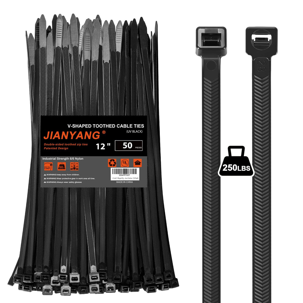 12 Inch Zip Ties Double Sided Toothed (Bulk 1000 Pack),100 LBS Tensile Strength Heavy Duty Cable Wire Ties With Self-Locking Adjustable More Durable Nylon Tie Wraps for Indoor Outdoor