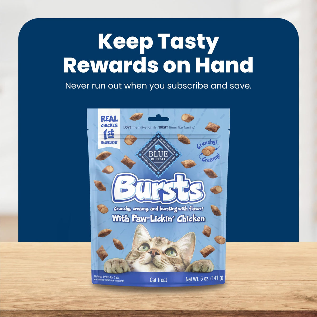 Blue Buffalo Bursts Seafood Crunchy & Creamy Cat Treats, 2 oz, 6 ct
