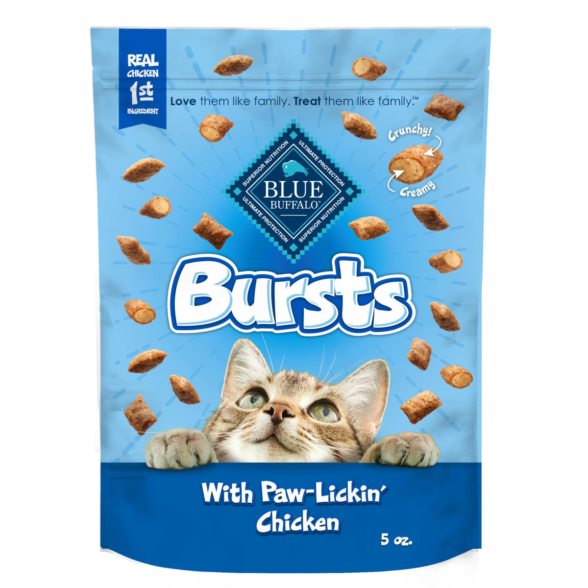 Blue Buffalo Bursts Seafood Crunchy & Creamy Cat Treats, 2 oz, 6 ct