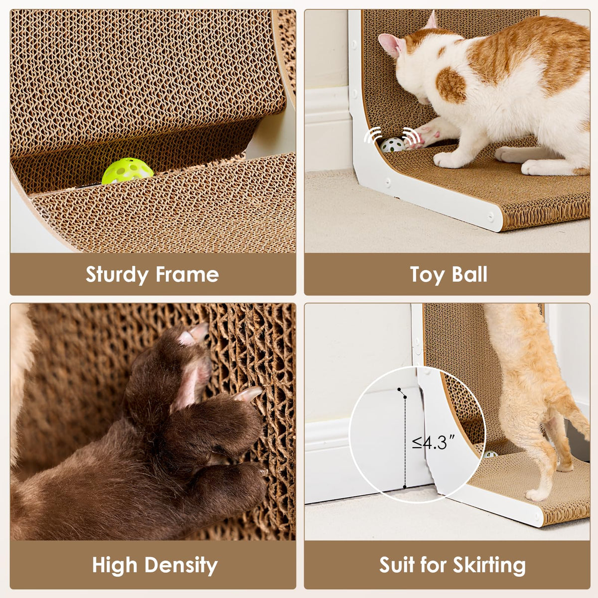 EHEYCIGA Cardboard Cat Scratcher for Indoor Cats, 26.8 Inch, Brown