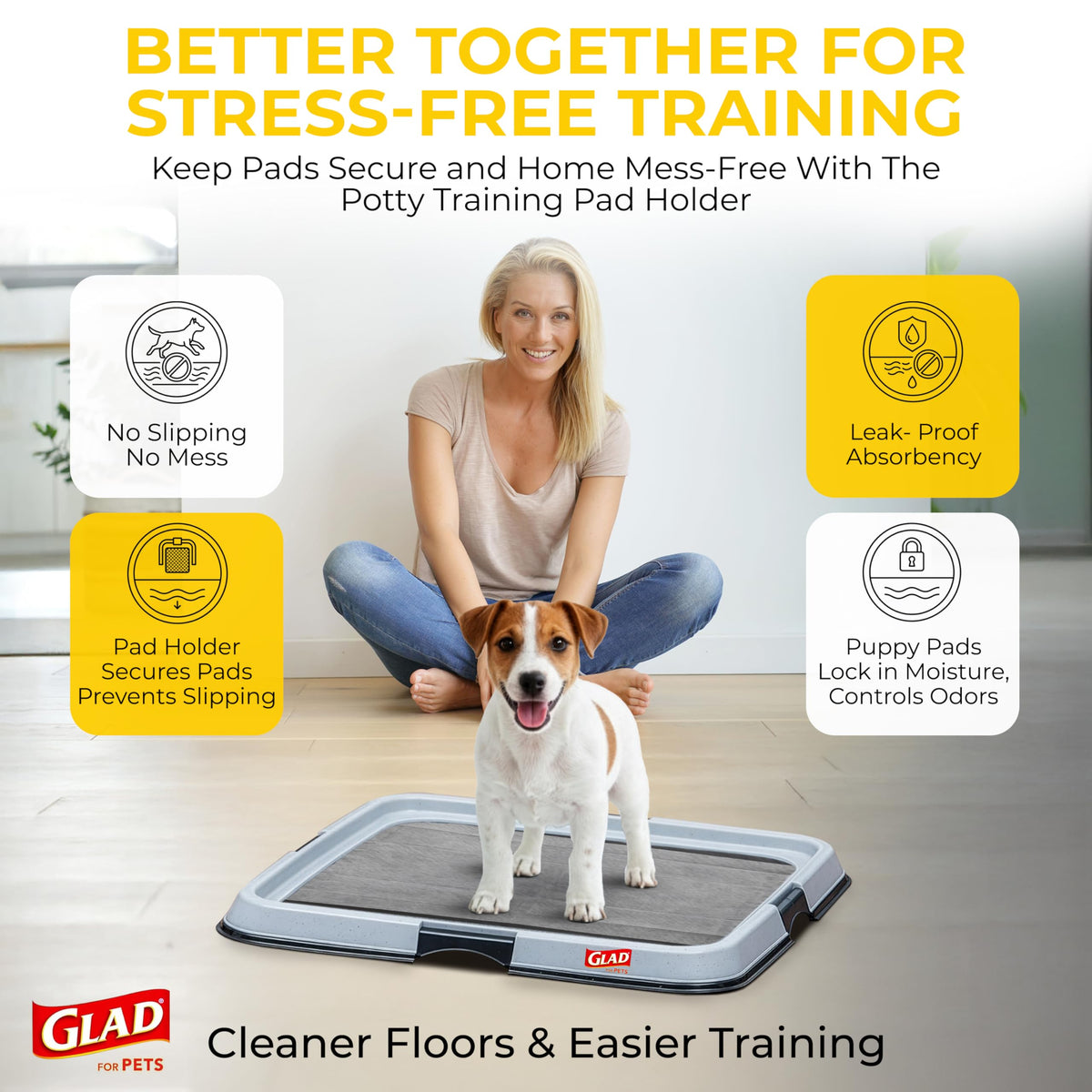 Glad for Pets, Activated Carbon, Large Puppy Pads, Dog Pee Pads, 150 Count