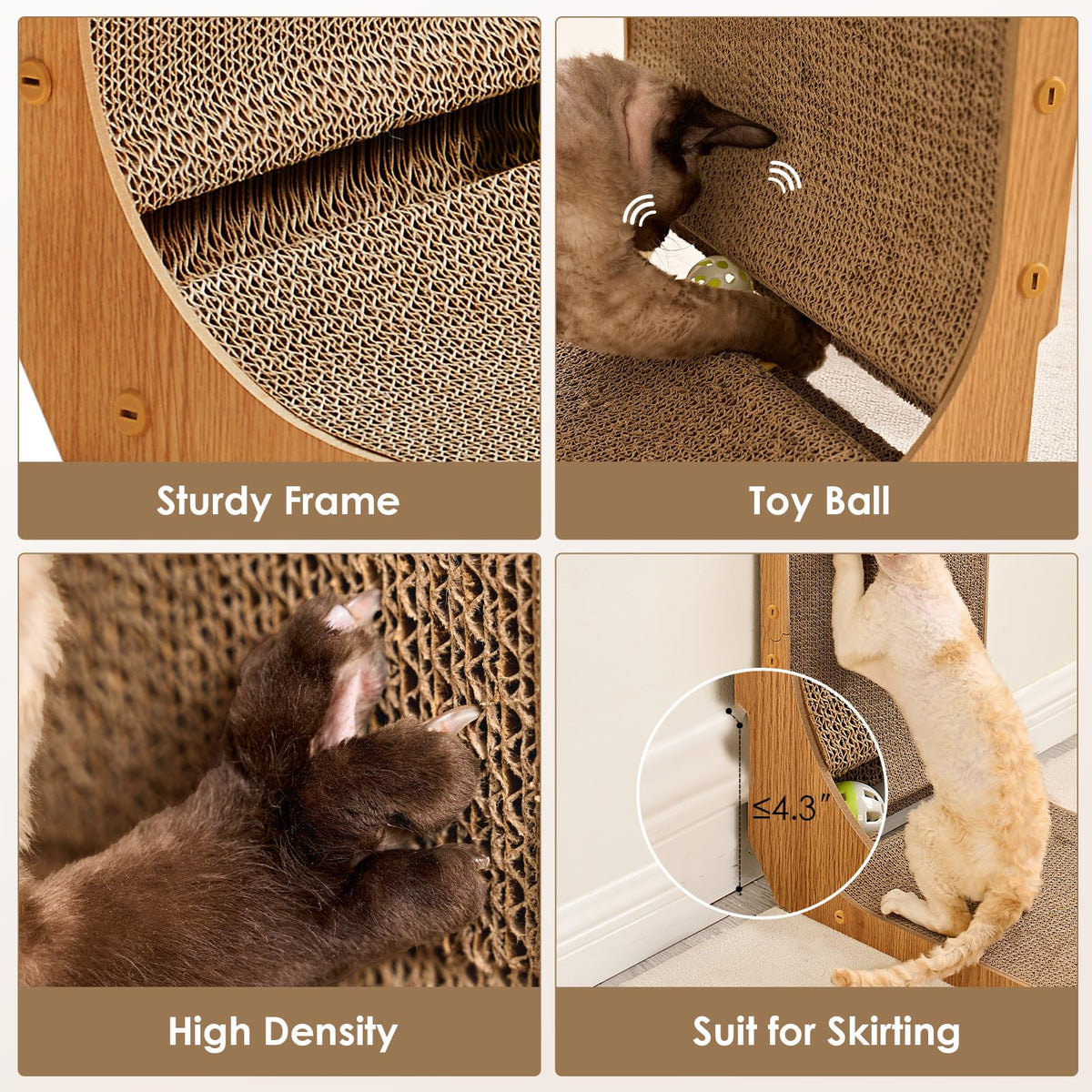 EHEYCIGA Cardboard Cat Scratcher for Indoor Cats, 26.8 Inch, Brown
