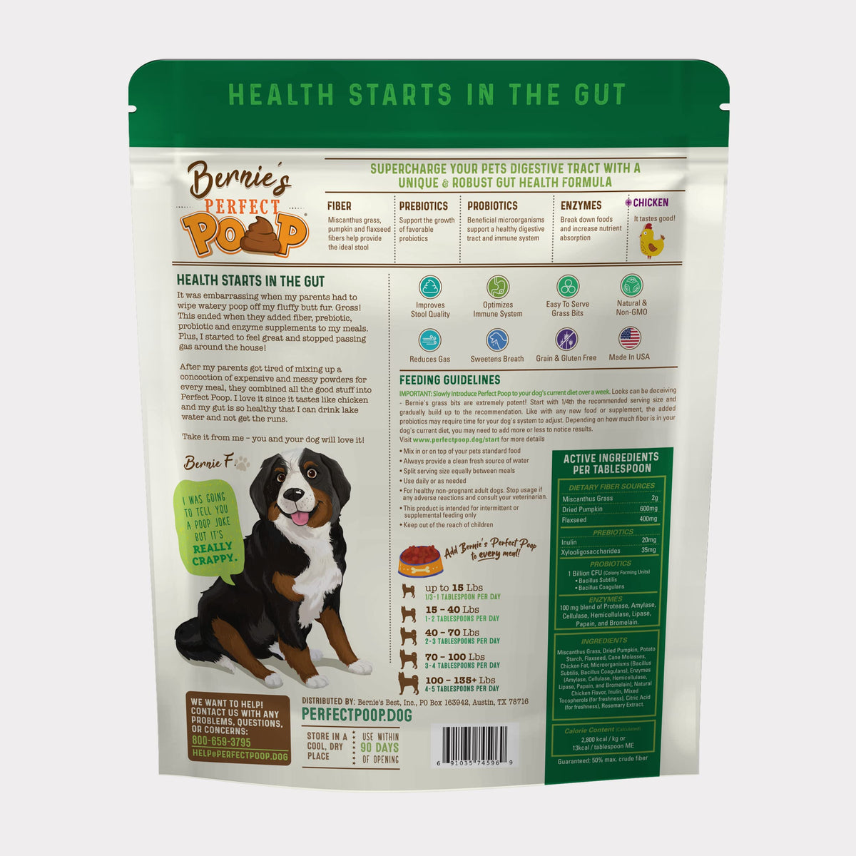 Perfect Poop Digestion & General Health Supplement for Dogs: Fiber, Prebiotics, Probiotics & Enzymes Relieve Digestive Conditions, Optimize Stool, and Improve Health (Cheddar Cheese, 12.8 oz)