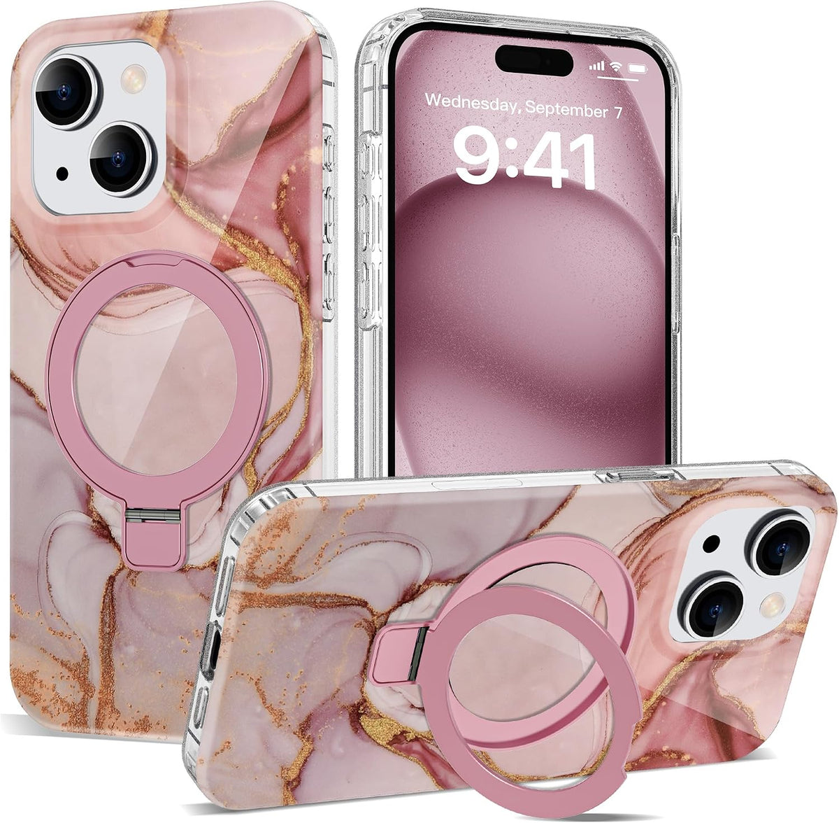 Marble Pattern Case for iPhone 11 with Stand 6.1",M-Purple