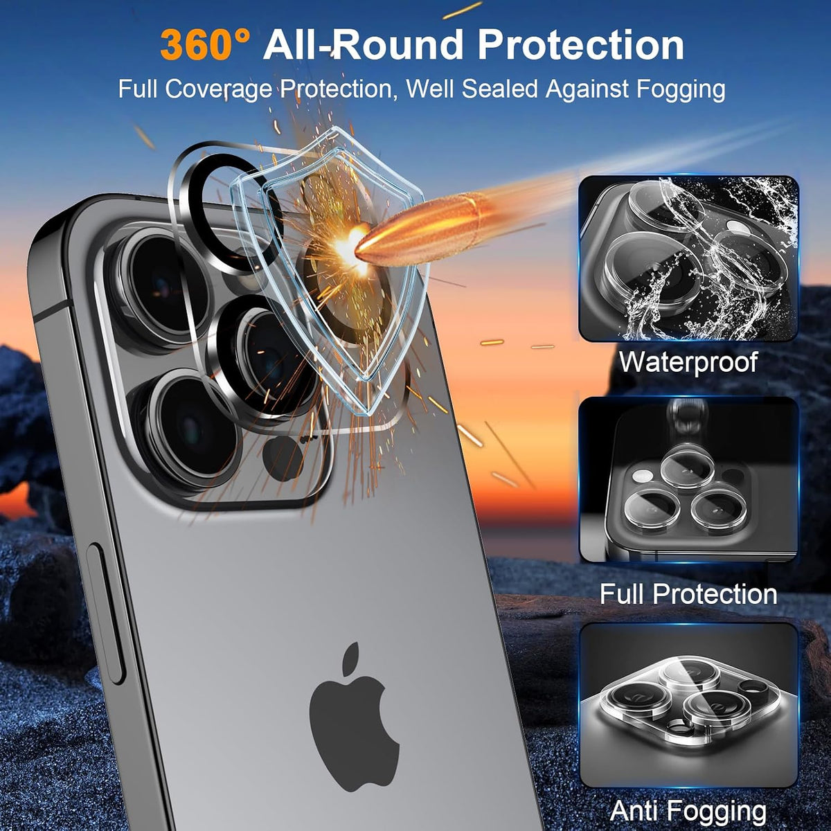 SIBEITU 3+3 Pack Screen Protector + Camera Lens Protector for iPhone 14 Pro