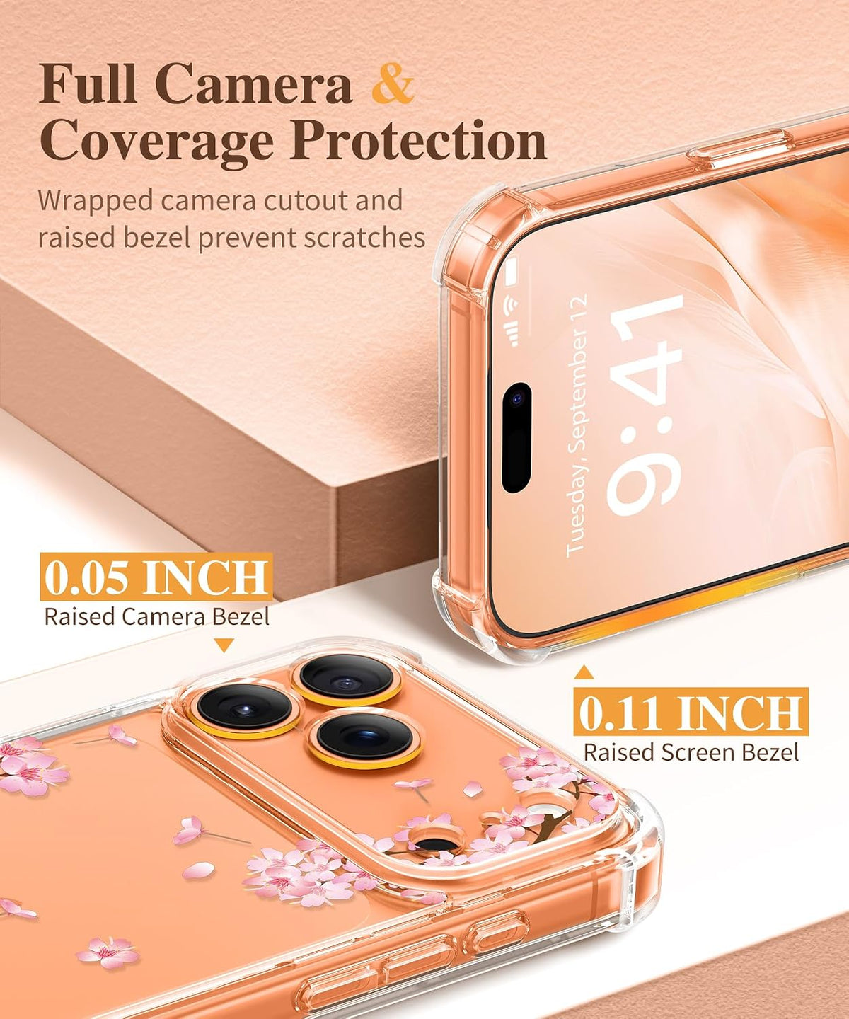 GVIEWIN for iPhone 17 Case Floral Clear Slim Women