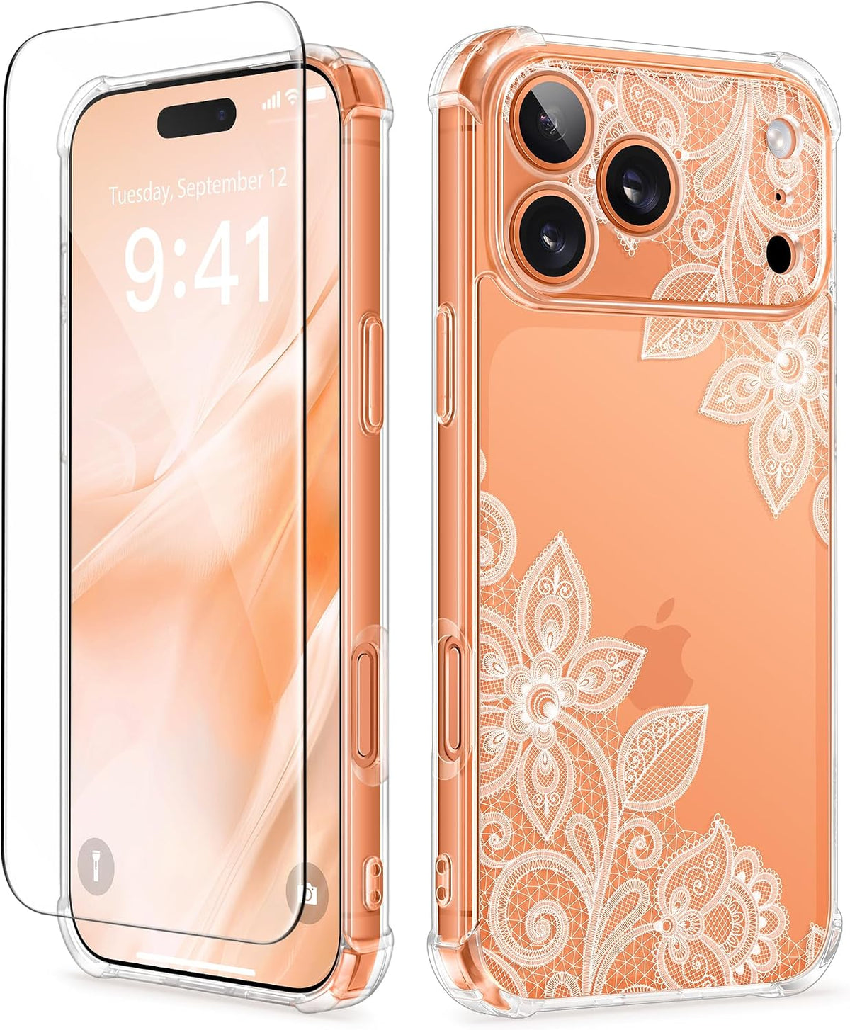 GVIEWIN for iPhone 17 Case Floral Clear Slim Women