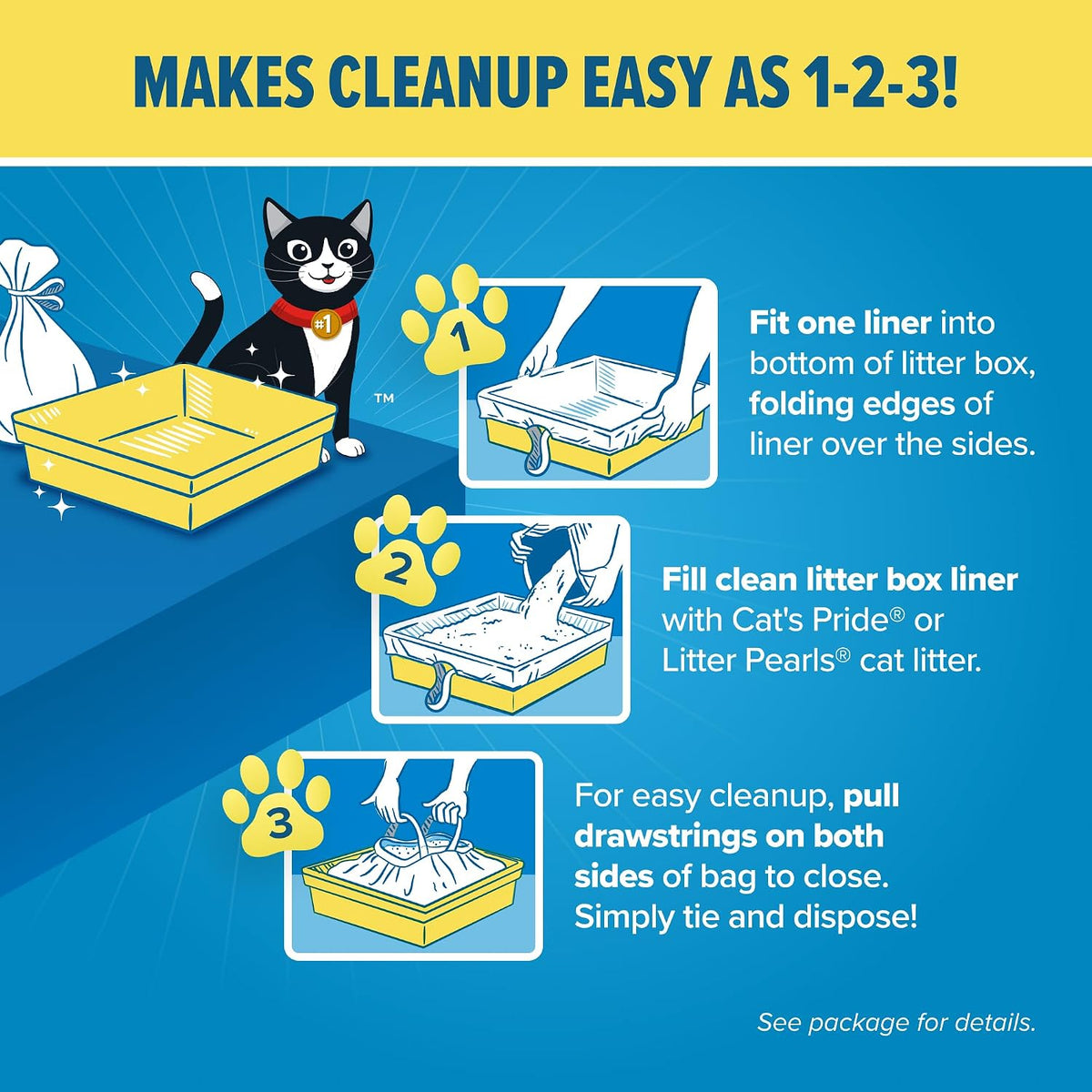 Jonny Cat Litter Box Liners Heavy Duty, Tear & Leak Resistant Jumbo 15ct