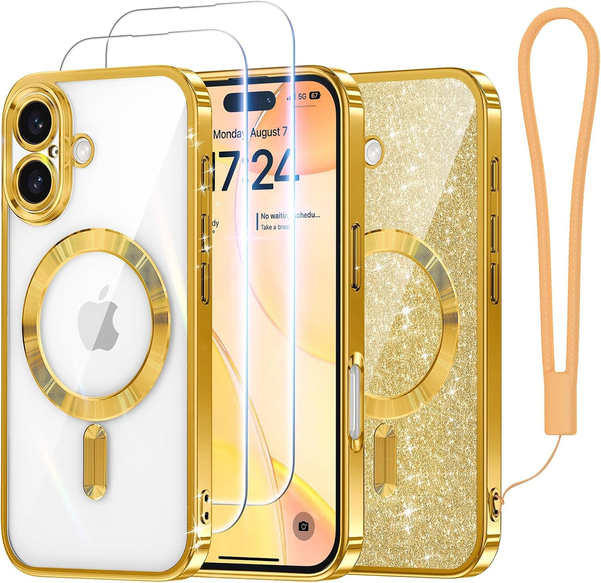 Meifigno for iPhone 16 Plus Case + HD & Privacy Tempered Glass, Hot Pink
