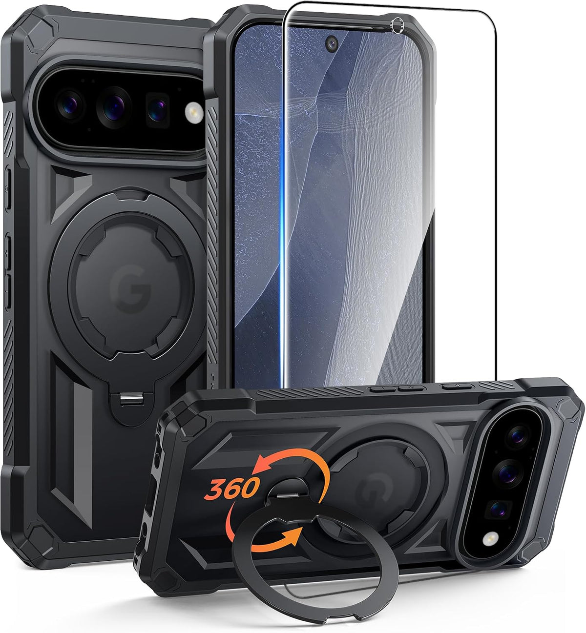 FNTCASE for iPhone 17 Case with 360 Spin Magnetic Stand